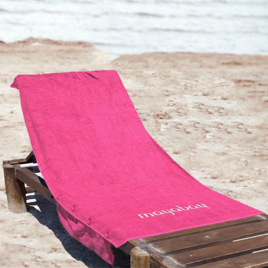 Windproof towel with pockets - Fuchsia