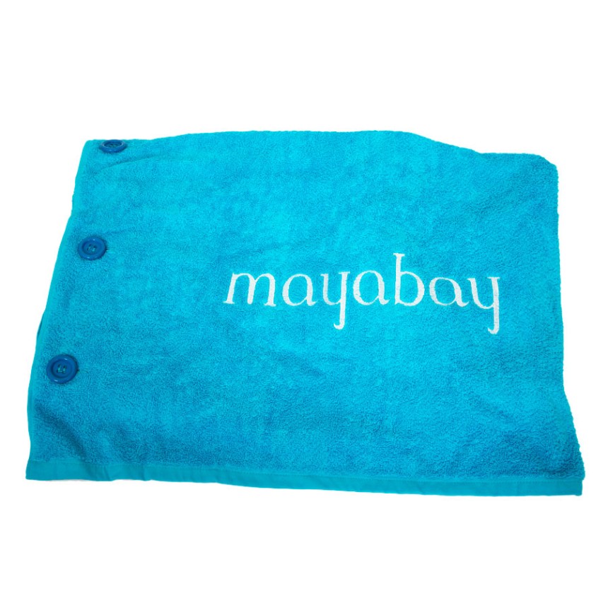 Windproof towel with pockets - Light blue